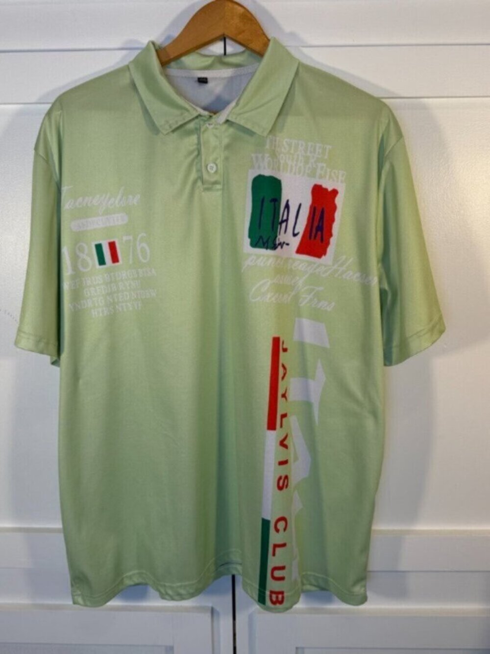 Italia Graphic Polo Shirt Men's XXXL Light Green